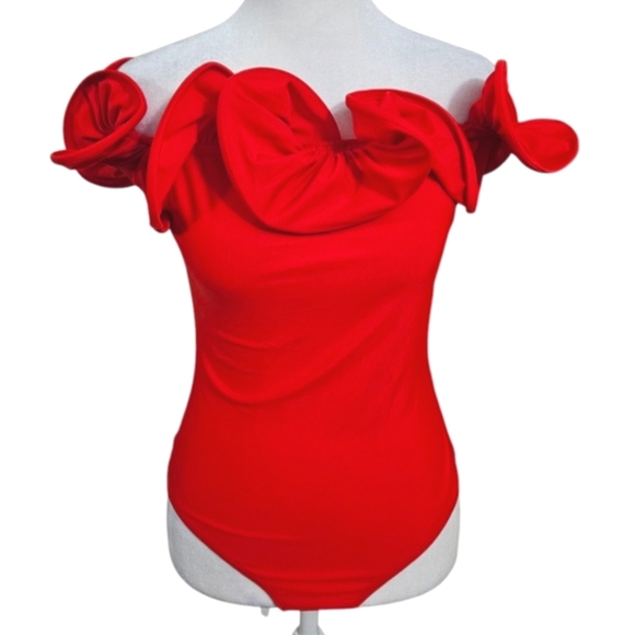 FASHION NOVA Love Letter Bodysuit In Red. Size Small NWT - Picture 1 of 15